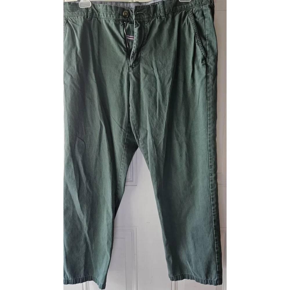 Tommy Hilfiger Mens Chino Pants‎ 36x30 Green Flat Front Casual Preppy